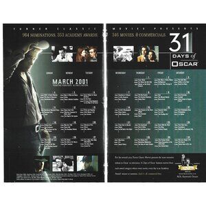 31 Days of Oscar TCM Turner Classic Movie ADVERT 2000s Print Ad 2 PAGE 10 inch